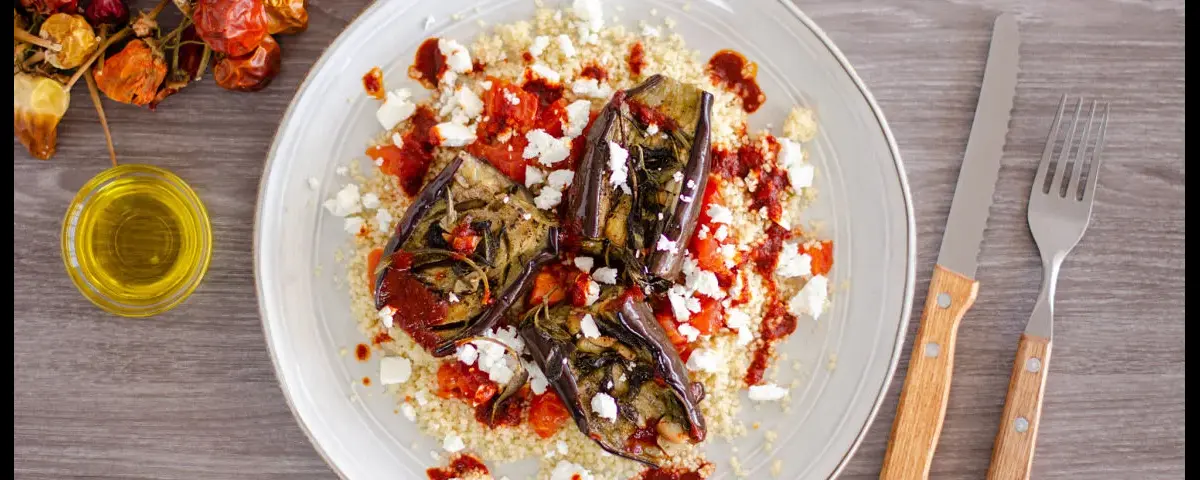 Recipe kit Roasted eggplant on a bed of couscous
